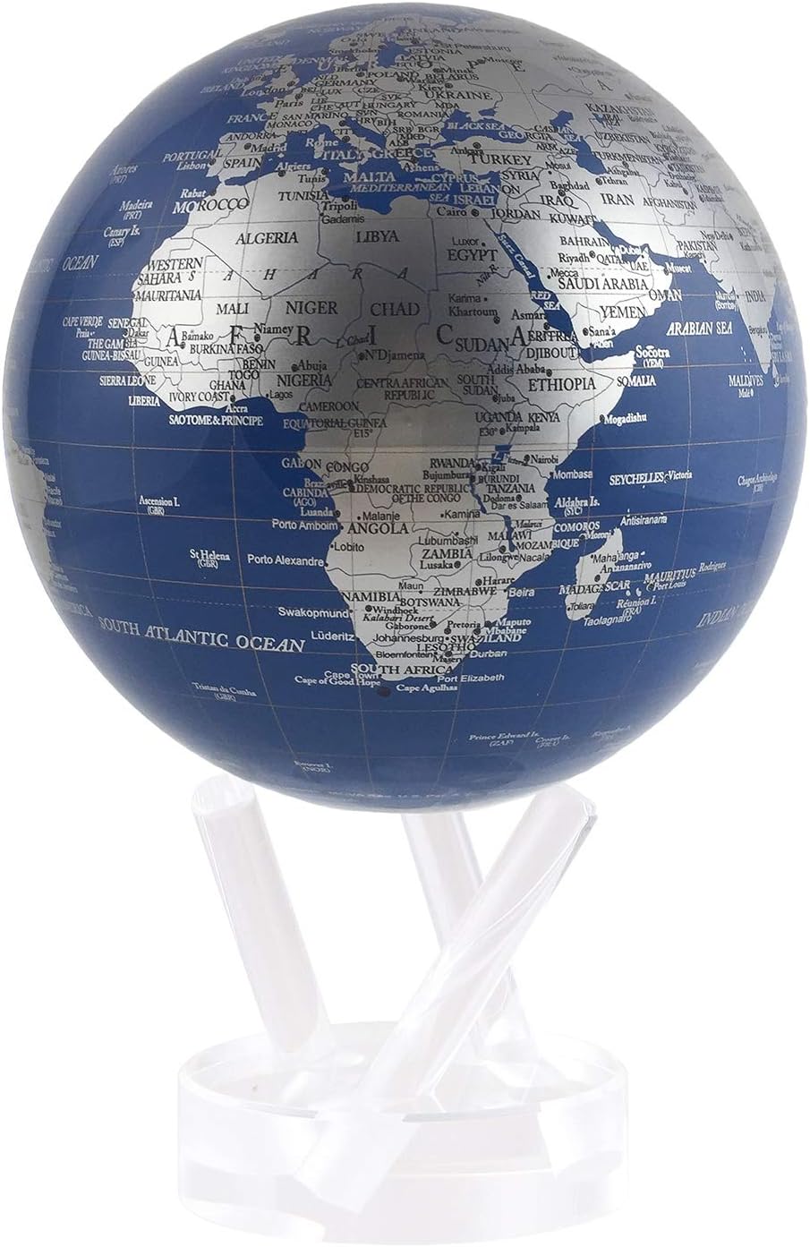 Blue and Silver World Globe
