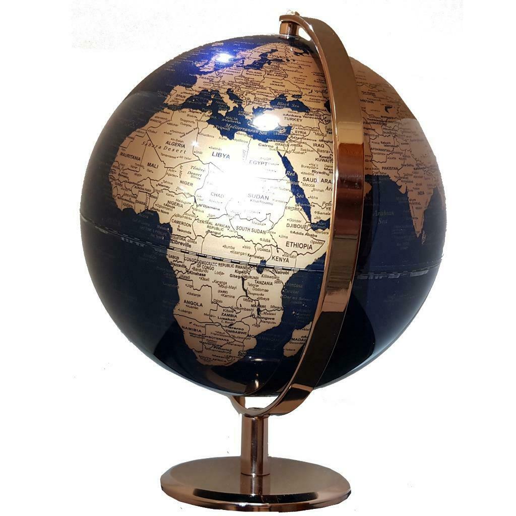 Heritage Navy/Rose Gold World Globe 25cm