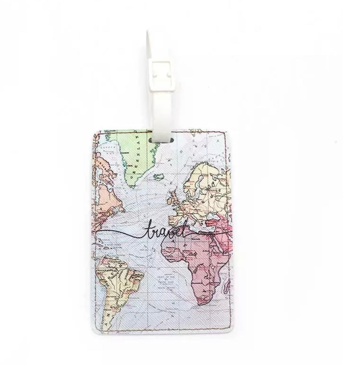 World Map Blue Luggage Tag