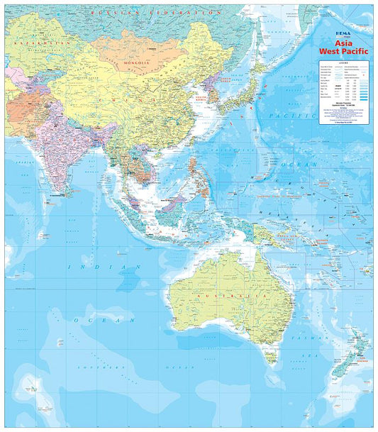 Asia West Pacific Wall Map