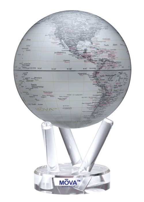 4.5" Silver Earth World Globe