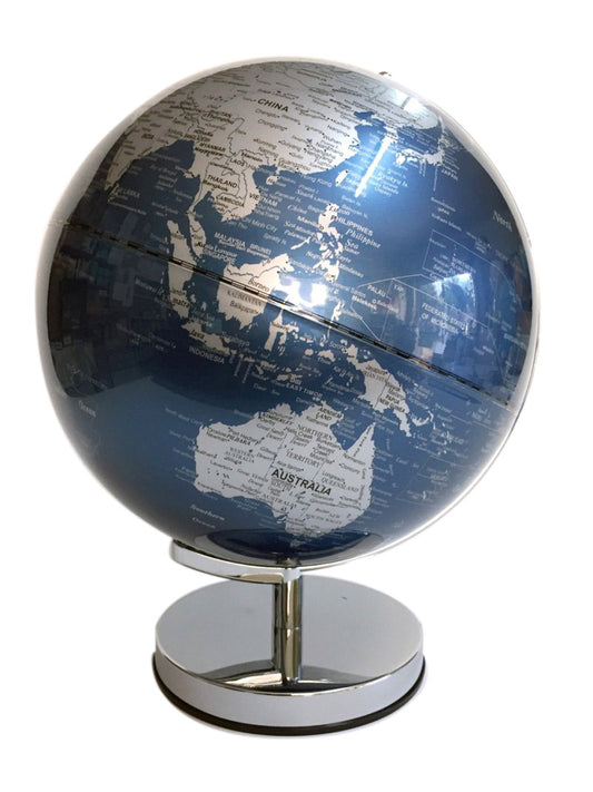 Heritage Metallic Blue Ocean LED 30cm World Globe