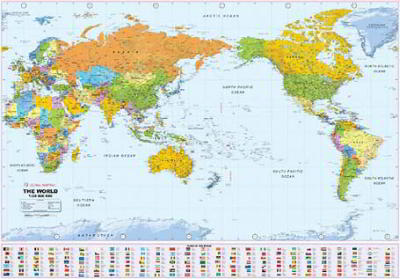 World Political Large Pacific Centred Wall Map – Globe Shop