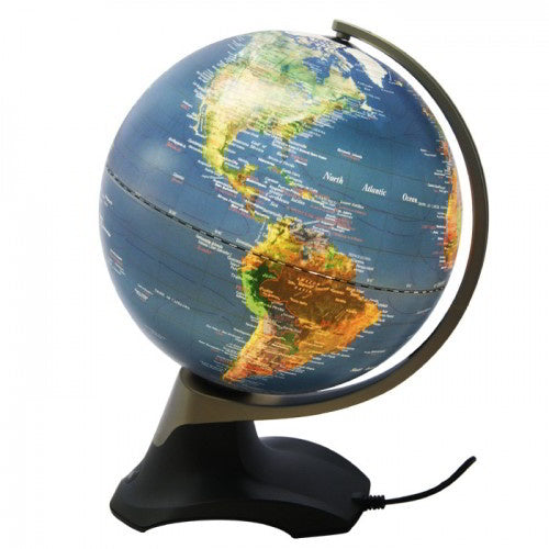 Heritage Electric Blue Rotating LED World Globe