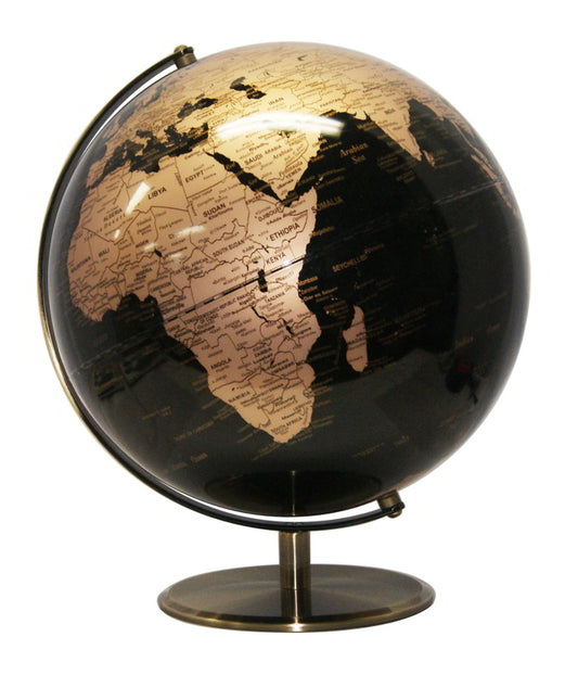 Heritage Black and Gold Ocean 25cm World Globe